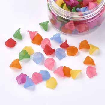 

about 140~143pcs/box Frosted Dyed Transparent Acrylic Flower Beads Mixed Color 12x12x1.8mm, Hole: 1.2mm F80
