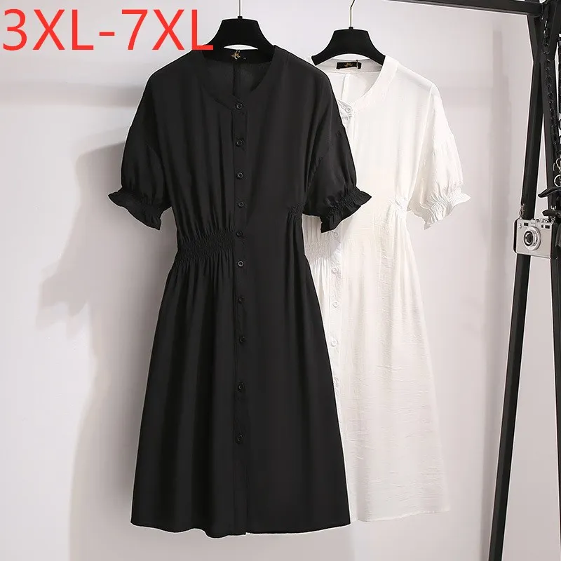 

Женское летнее платье-рубашка, свободное хлопковое мини-платье на пуговицах с коротким рукавом, размеры 3XL, 4XL, 5XL, 6XL, 7XL, новинка 2021