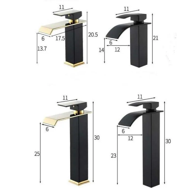 Basin Faucet Gold and Black Waterfall Faucet Brass Bathroom Bathroom Basin Mixer Tap Hot and Cold Sink faucet basin faucet bathroom faucet