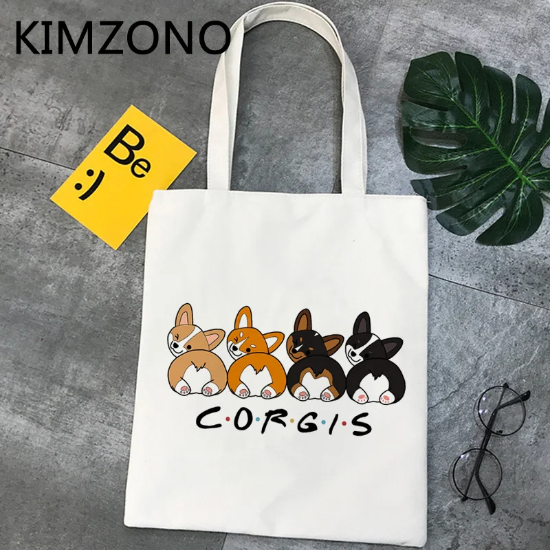 

Corgi shopping bag eco canvas cotton grocery tote shopper bag shoping net bolsas ecologicas sac tissu