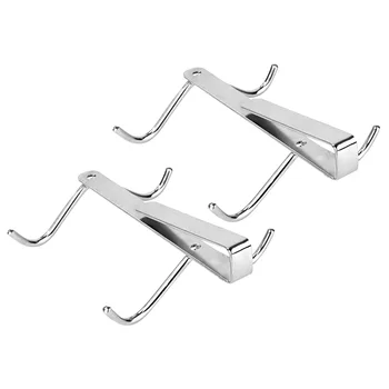 

2pcs Space Saving Stainless Steel Household Towel Kitchen With 4 Hooks Mug Holder Under Cabinet Hanger Brush Drying Rack