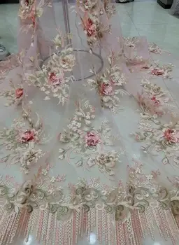 

Exquisite design 3D flower embroidery French mesh lace fabric African boutique lace /Evening Dress /Party dress design 5ys