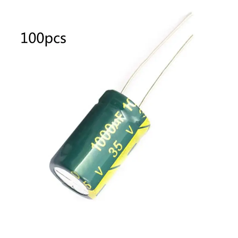 Universe 35V 1000 мкФ 1000 мкФ 35V 1000uf35v 35v1000uf источник питания Специальный высокочастотный Кристалл 100 шт Размер: 10*20 мм