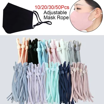 

Hot 50Pcs mask Sewing Elastic Band Cord with Adjustable Buckle Stretchy Mask Earloop Lanyard Earmuff Rope DIY Making Supplies