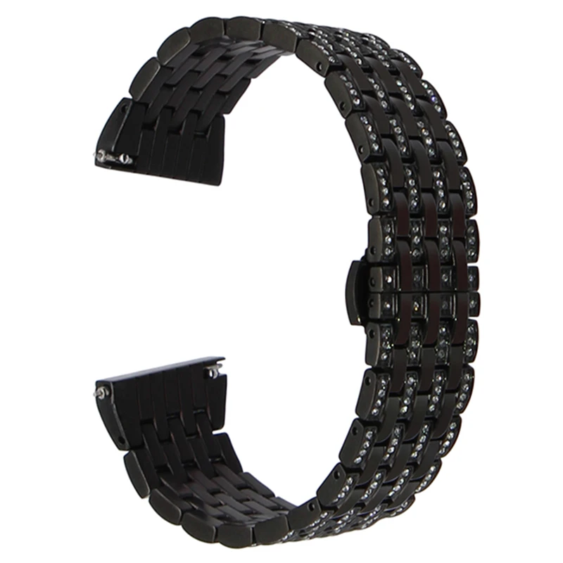 Ремешок для часов из нержавеющей стали 20 мм 22 Samsung Gear S3 S2 Classic Frontier Crystal Rhinestone Diamond