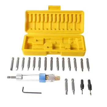 

1 Set Half Time Drill 20 bits High Speed Steel Drill Driver Double Use Hand Screwdriver Head With Case Multi-functional Tools