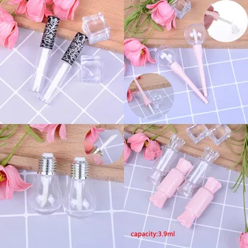 

3.9ml Pink Lollipop Bulb Candy Design Empty Lip Gloss Tube Lips Balm Bottle Brush Container Mini Refillable Bottle Lipgloss Tube