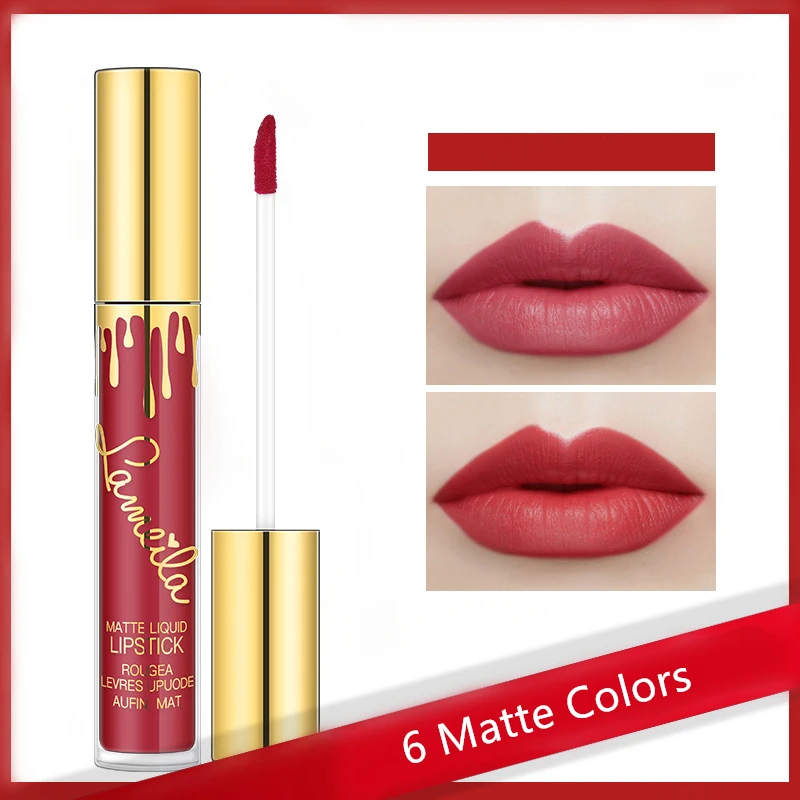 

6 colors Matte lipstick waterproof Red Color Moisturizing Silk Velvet Lip Glaze Lip Gloss Color Long Lasting liptint 763
