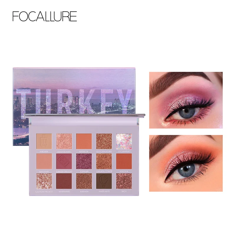 FOCALLURE GO TRAVEL Matte Eyeshadow Palette Shimmery Silky Powder Long Lasting Pigment Pressed Glitter Eye Shadow Pallete Makeup