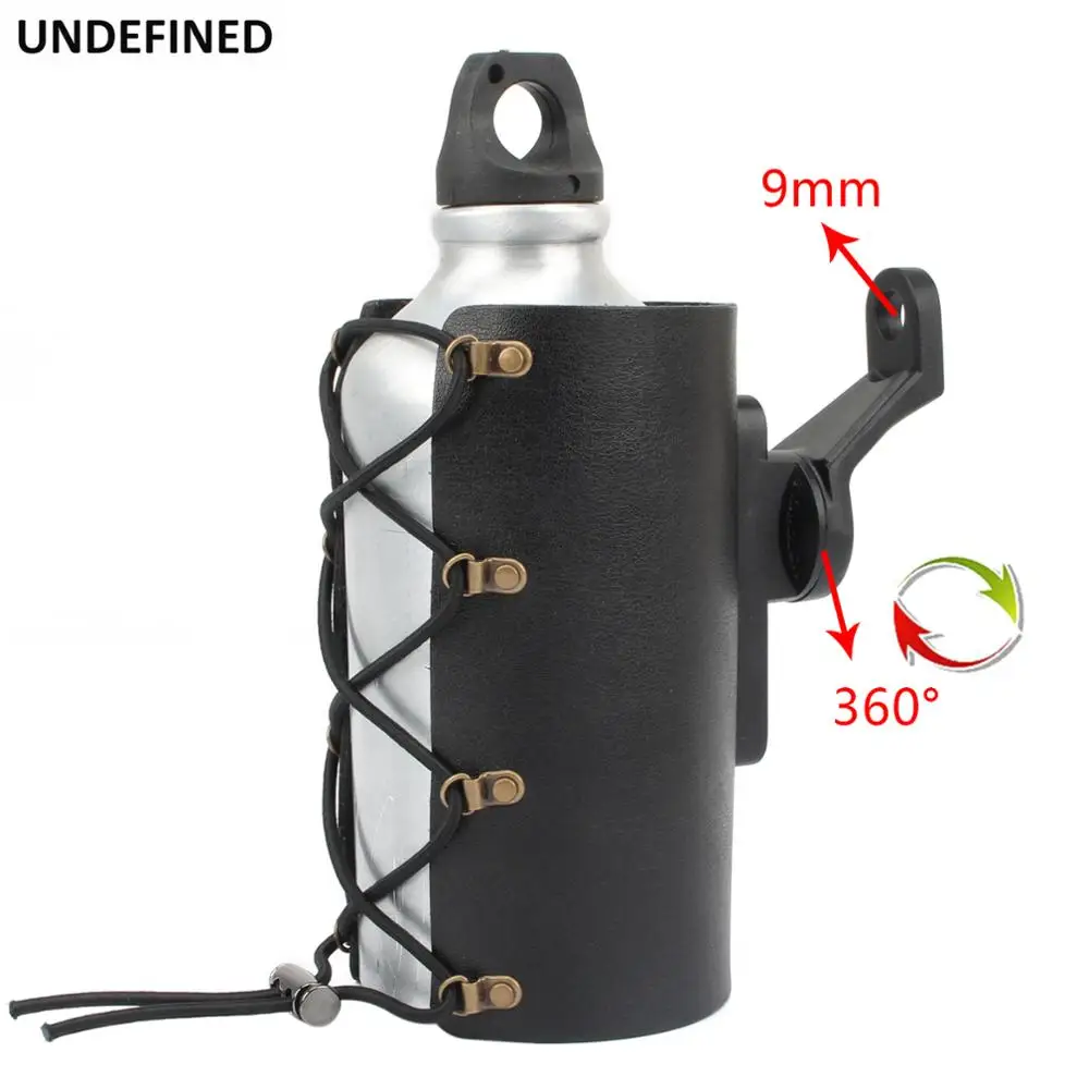 Porte-gobelet Moto En Cuir PU Avec Motif Tête De Mort – Universel Pour Guidon, étanche | Support Bouteille 0.33L, Canettes, Hauteur 175mm