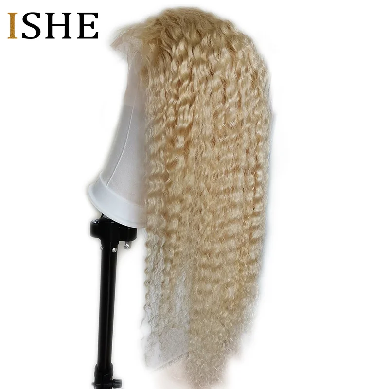 

Honey Blonde 613 Curly Wig 360 Lace Frontal Wigs 13x6 HD Transparent Lace Front Human Hair Wig Preplucked No Remy For Women ISHE