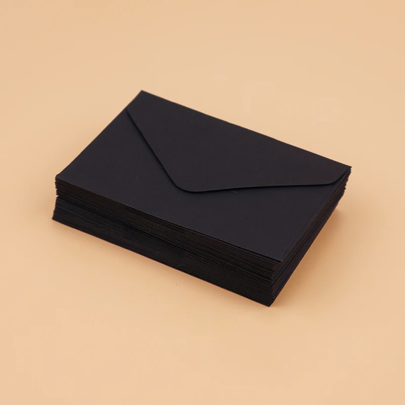 40PCS Classical White Black Kraft Blank Mini Paper Window Envelopes Wedding Invitation Envelope Gift Envelope - Цвет: Черный