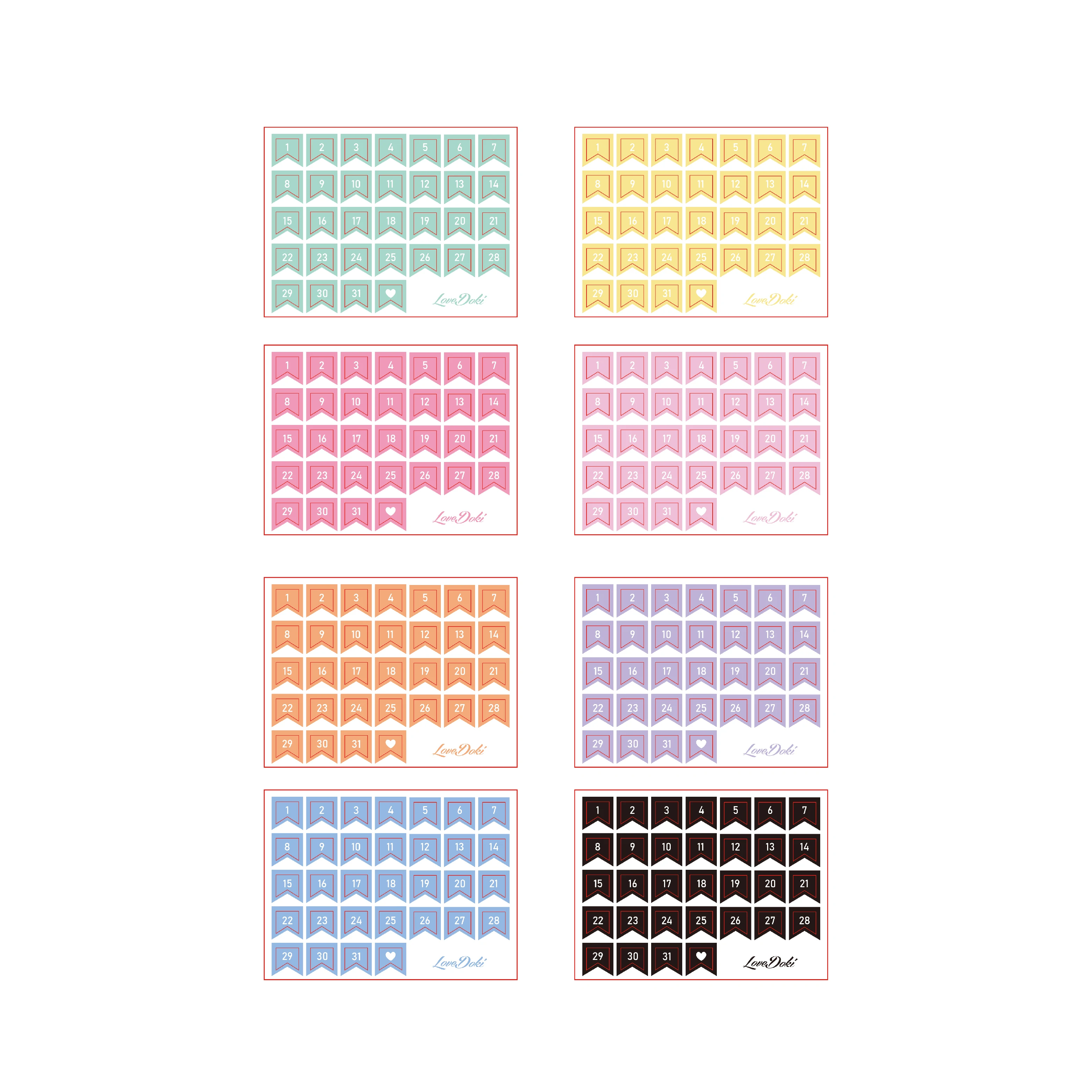 8 листов основной Kawaii Мини цветной цифровой прозрачный стикер флаг номер календарь Блестящая лента DIY Скрапбукинг планировщик Escolar