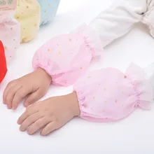 Детские кружевные черно-белые осенне-зимние противообрастающие трехслойные рукава для девочек и родителей