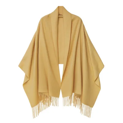 Warm yellow Натуральный чистый 100 кашемировый шарф, женская зимняя шаль, теплый мягкий шарф, шерстяной Женский плотный шарф из пашмины, накидка, палантин - Цвет: Warm yellow