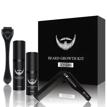

4Pcs/set Beard Growth Kit Hair Growth Enhancer Thicker Oil Nourishing Essence Leave-in Conditioner Beard Care Hair Care Tools