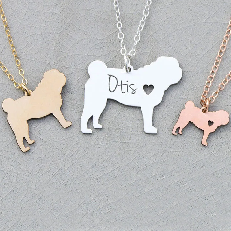 

Pug Dog Necklace Can Custom Made Any Name Pendant Necklace Jewelry for Men and Women YP7571