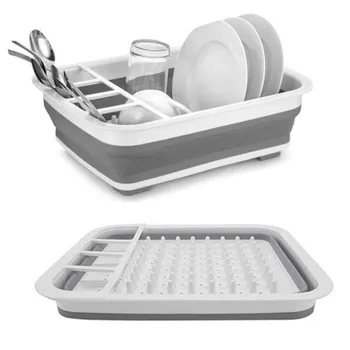

Kitchen Accessories Dish Rack Set Dish Cutlery Cup Rack With Tray Steel Drain Bowl Rack Kitchen Shelf Folding Dish Rack Drainer