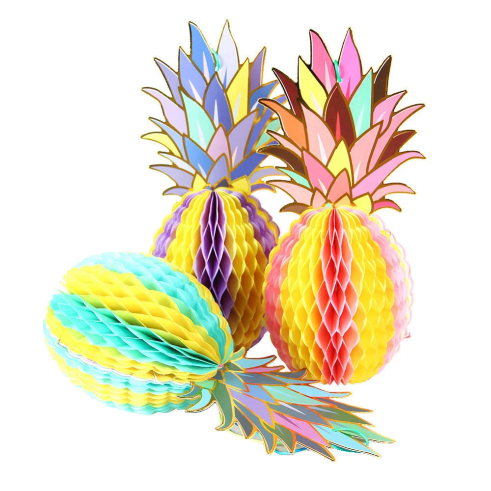 multicolor 3pcs Paper Pineapple Hanging Decorations Colorful Pineapple Table Hanging Decoration for Wedding Home Decor New Dropshipping - Цвет: multicolor