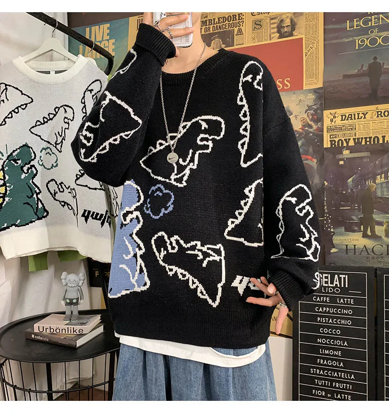 streetwear dinossauro dos desenhos animados pulôver o