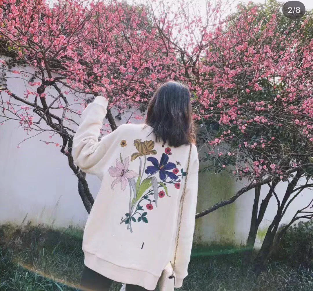 

Spring and Autumn 2019 New Vegetable Flower Crew Collar Men and Women's Identical Logo Printed Top G's Works