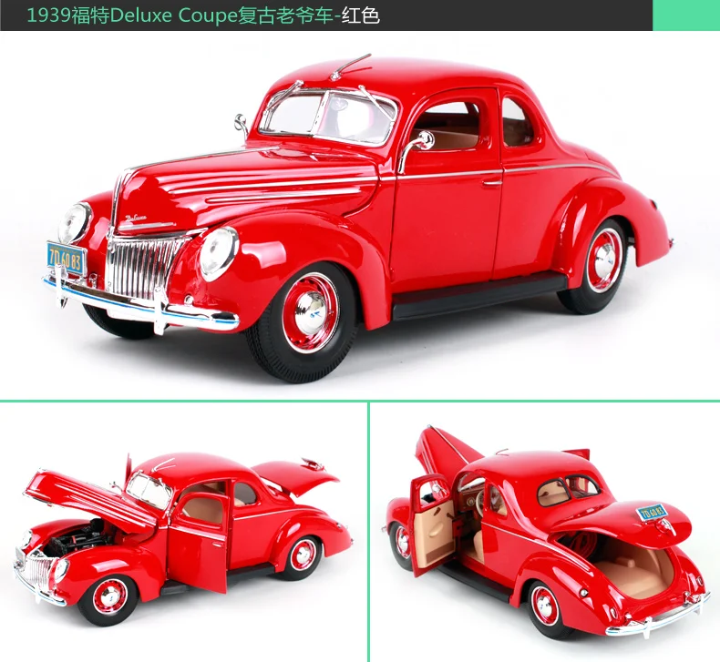 Maisto 1:18 1939 ford deluxe красный автомобиль литой под давлением 260*98*97 мм классический автомобиль литой под давлением старый известный роскошный автомобиль модели для мужчин 31180