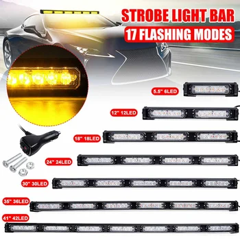 

5.5" - 41" Car LED Strobe Light Bar Flashing Emergency Warning Light Signal Lamp for Truck Trailer Vehicle 17 Modes 12V 24V