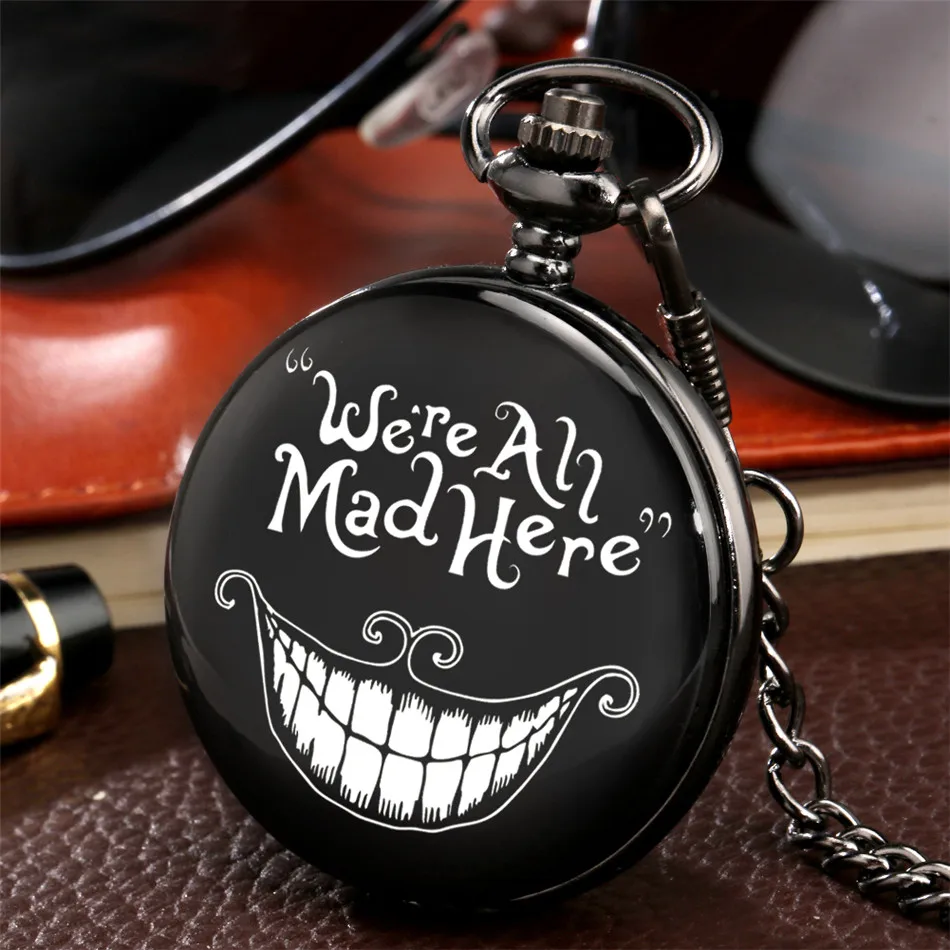 Pendant Watch Punk-Pocket Here Vintage Chain Theme Black Quartz with Reloj-De-Bolsillo