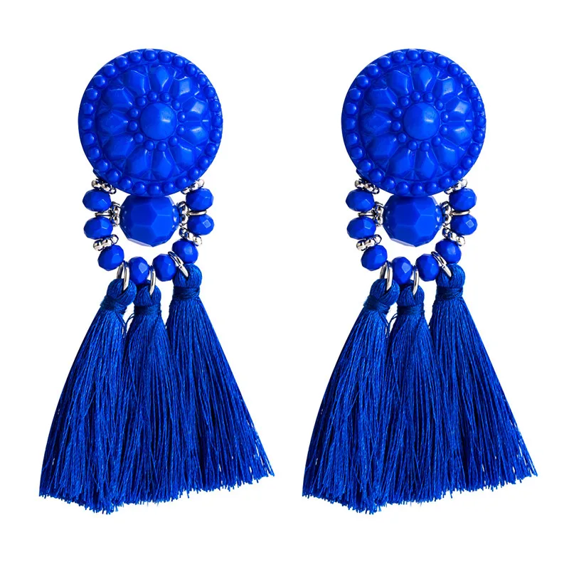 Tassel Earrings Weave Resin Long Drop Earrings Women Acrylic Dangle