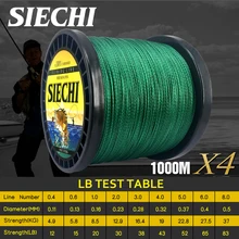 SIECHI 1000 м 12LB-83LB PE мультифиламентная 4 прядей плетеная леска для океанской рыбалки супер сильная цветная плетеная леска для ловли карпа