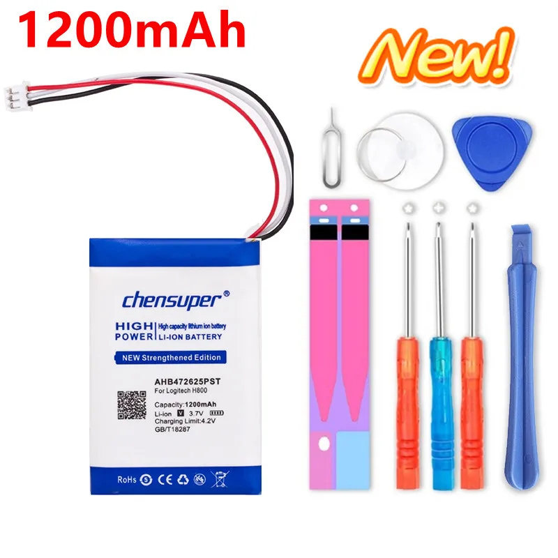 

100% Original chensuper NEW 1200mAh Battery For LOGITECH H800 533-000067 AHB472625PST 981-000337 Earphone Headphone Batteries