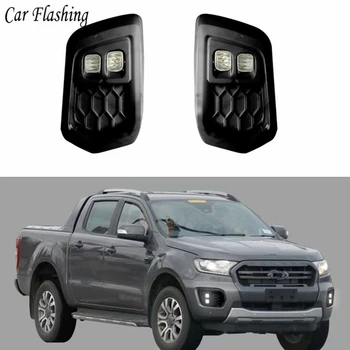 

Car flashing For Ford ranger T8 2019 LED DRL daylight car light headlamp ABS fog lamp waterprool head light cover with siganls