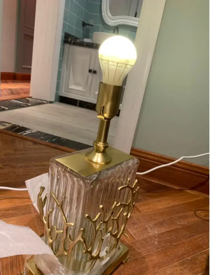Современная Медная настольная лампа американская роскошь гостиная Отель декоративная лампа спальня прикроватная лампа дизайнерская медная ветка лампа