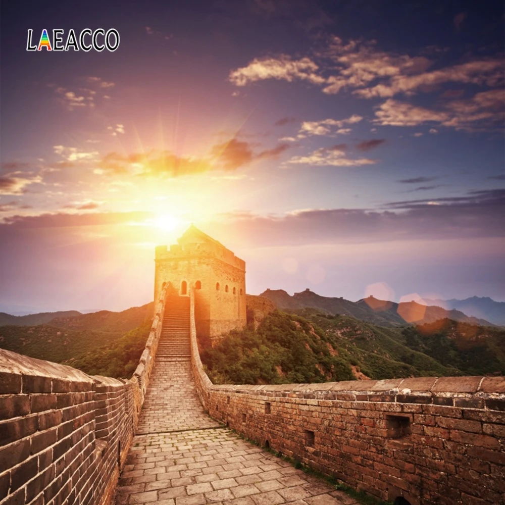 Laeacco Sunset Sunshine The Great Wall фотофоны на заказ природа портретный Фотофон для