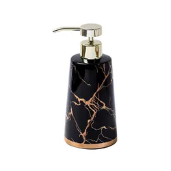 Liquid Soap Dispenser Ceramic Bathroom Emulsion Bottle Hand Press Type Gold ABS Pump Head Girl Friend Gift/Present 450ML Black