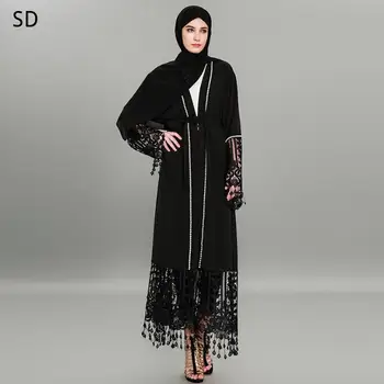 

Muslim Abaya Dresses Arab Singapore Embroidery Beading Jilbab Dubai Muslims Women Dresses Islamic Dress