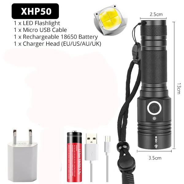 Xlamp XHP90 XHP70.2 светодиодный фонарик, супер мощный фонарь, USB XHP50, лампа, фонарь с зумом, 18650, 26650, перезаряжаемый аккумулятор для пеших прогулок - Испускаемый цвет: Package B