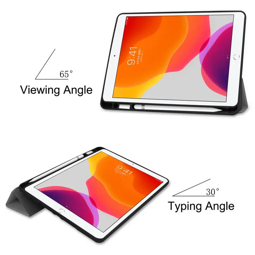 Чехол для iPad 10,2 чехол с держателем карандаша Funda для Apple iPad 7th Smart Case A2200 A2198 A2232 силиконовая Мягкая подставка Shell