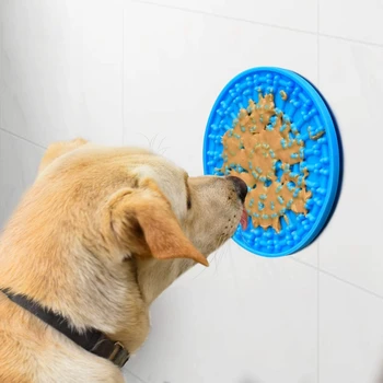 

2Pcs Dog Slow Dispensing Treater Mat with Suction Cup Dog Lick Pad Peanut Butter Lick Mat for Pet Bathing
