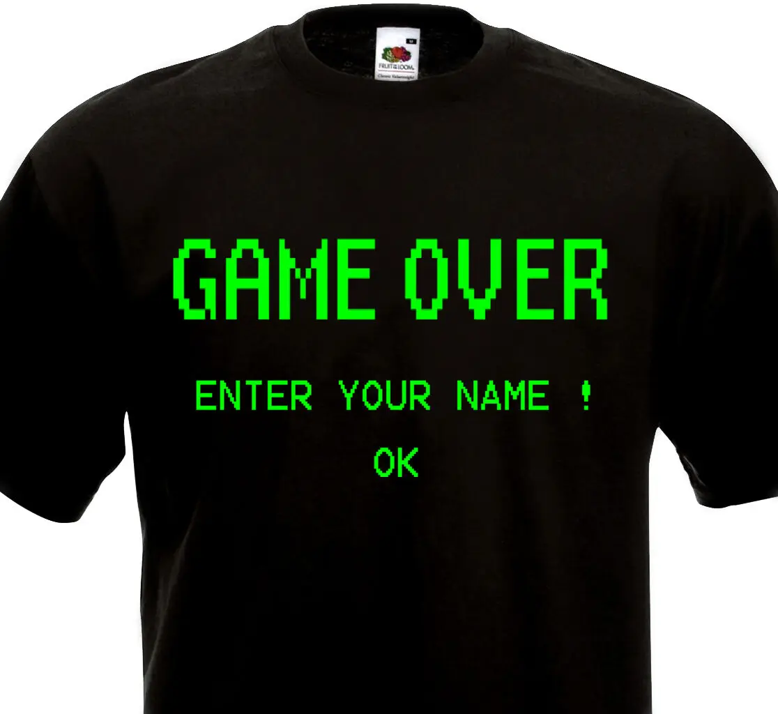 

T-shirt game over-vintage arcade year 80 alien geek atari 1980 space invaders- show original title Men T Shirt Free Shipping