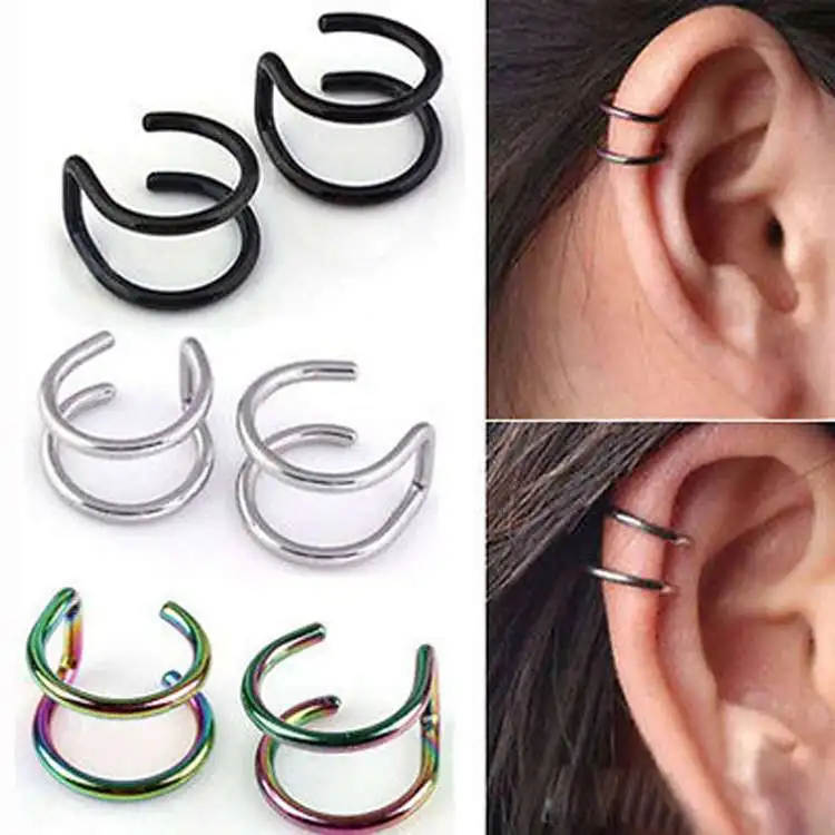 

New Fashion 5 pcs 5 style Punk Rock Ear Clip Cuff Wrap Earrings No piercing-Clip Hollow Out U Pattern Statement jewelry Gift