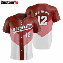 Молодежный Размер на заказ Печать Кнопка Бейсбольная Футболка бейсбольные майки