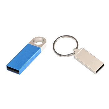 

2 Pcs Metal Usb 2.0 Flash Drive Pen Drive Pendrive Usb Stick Flash Drive Thumb Drive Circle Silver+Blue(16Gb & 32Gb)