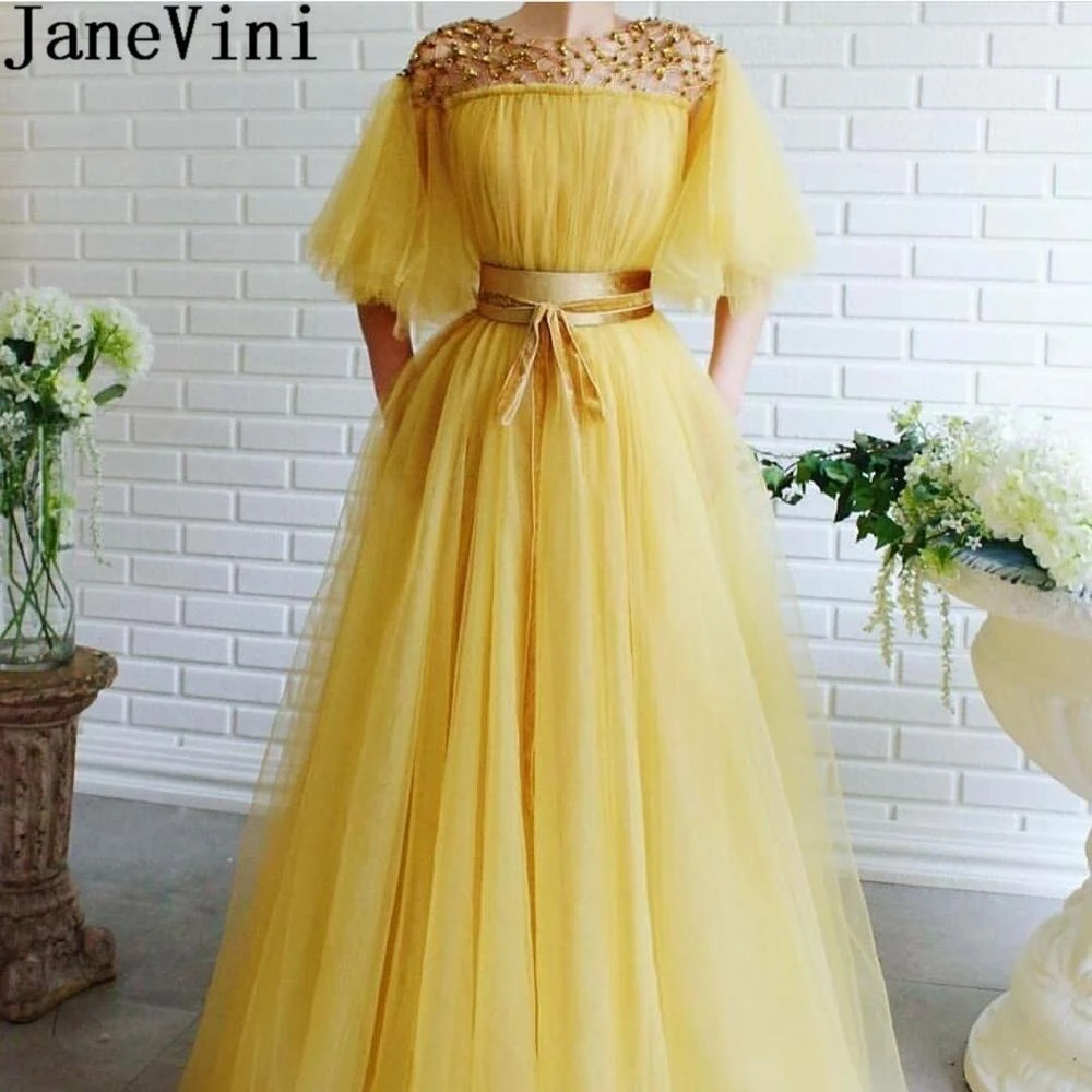 yellow prom gown