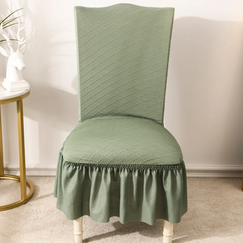SunnyRain 6 шт. Роскошный чехол для кресла с юбкой спандекс чехол для стула набор эластичных чехлов для обеденного стула