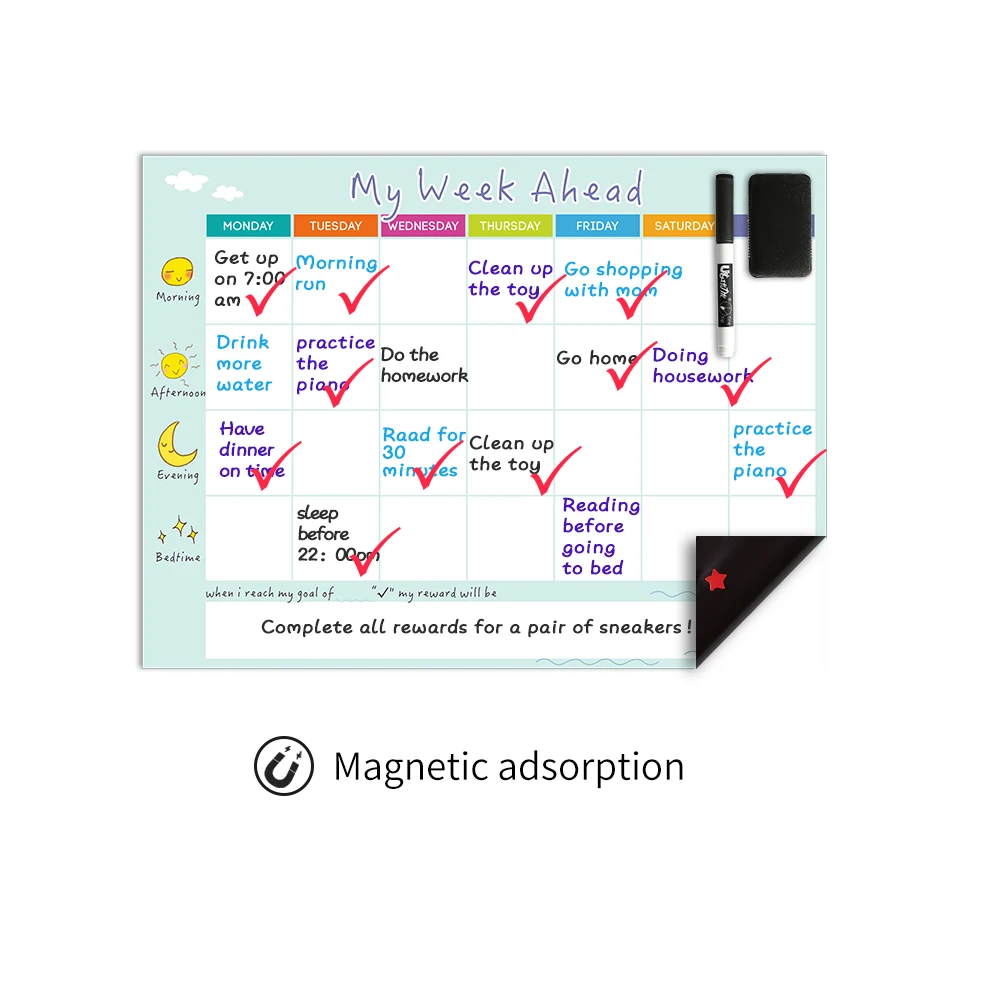 Магнитная доска-еженедельник, календарь, магнит на холодильник, настенная художественная наклейка, ежедневный график, семейная