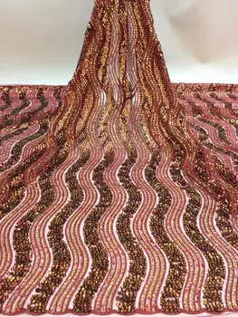 

2020 New Popular Sequins Lace Fabrics French Mesh Lace Fabric High Quality Sequence Fabrics Nigerian Net Lace for Wedding Party