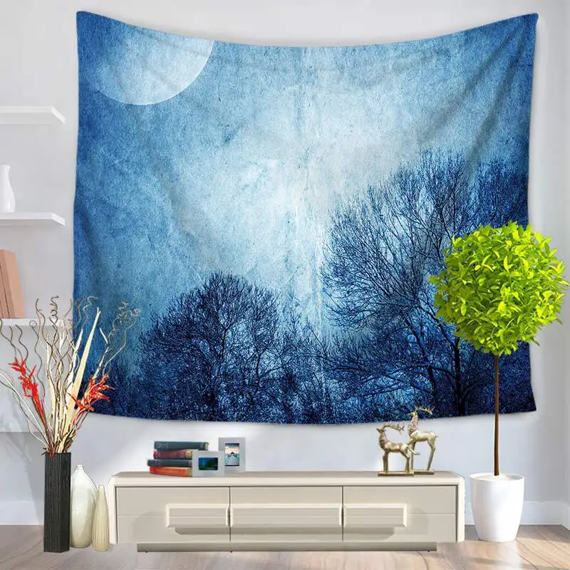 

Psychedelic Forest Trees and Stars Tapestry Starry Sky Fabric Wall Hanging Decor Polyester Curtains Plus Table Cover Yoga TAP89