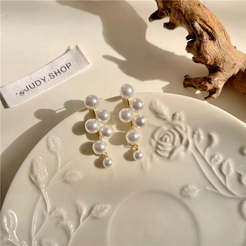 2021 New Fashion Korean Oversized White Pearl Drop Earrings for Women Bohemian Golden Round Zircon Wedding Earrings Jewelry Gift - Image 5