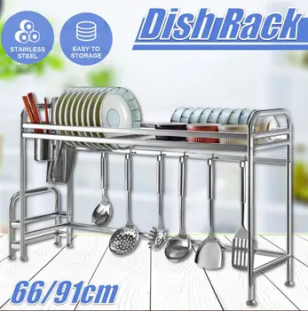 

Stainless Steel Kitchen Shelf Organizer Dishes Drying Rack Over Sink Drain Rack Kitchen Storage Countertop Utensils Holder